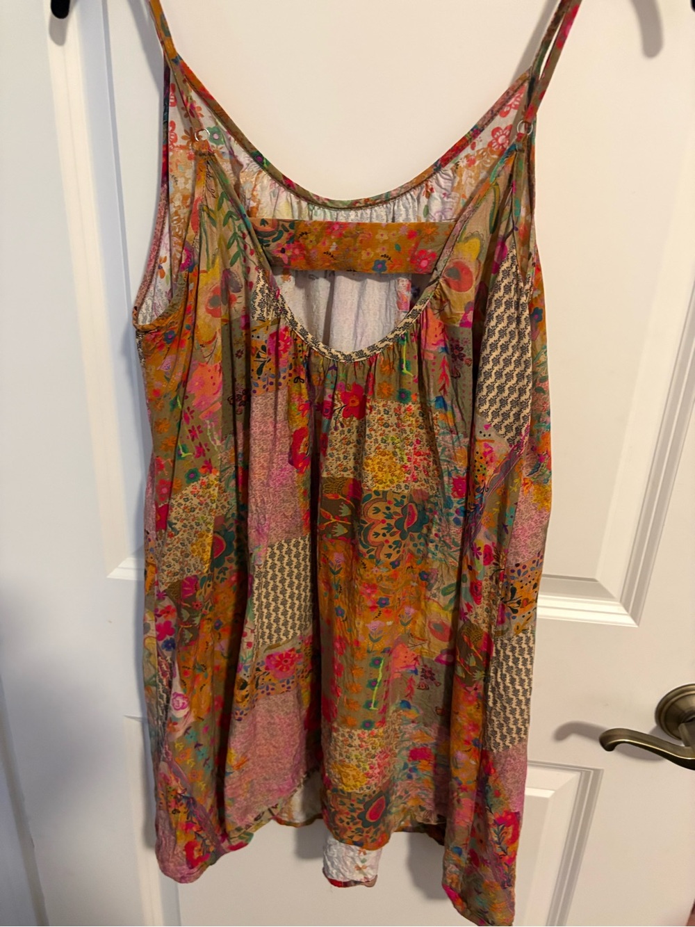 NATURAL LIFE Patchwork Floral Slip Cover-Up Dress in Orange & Pink M - Picture 6 of 8
